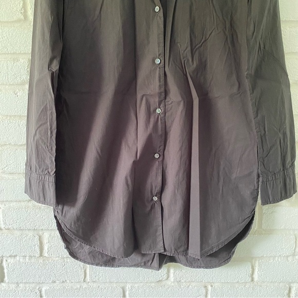 Standard James Perse Brown Mandarin Collar Button Down Shirt Top Women’s 1 Small - Picture 3 of 7